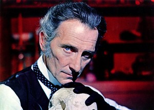 Peter Cushing in a promotional photo for "Frankenstein Created Woman" (1967)