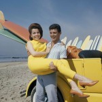 Annette Funicello and Frankie Avalon in a promotional photo for "Beach Party" (1963)