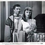 Richard Conte and Linda Christian in a promotional photo for "Slaves of Babylon" (1953)