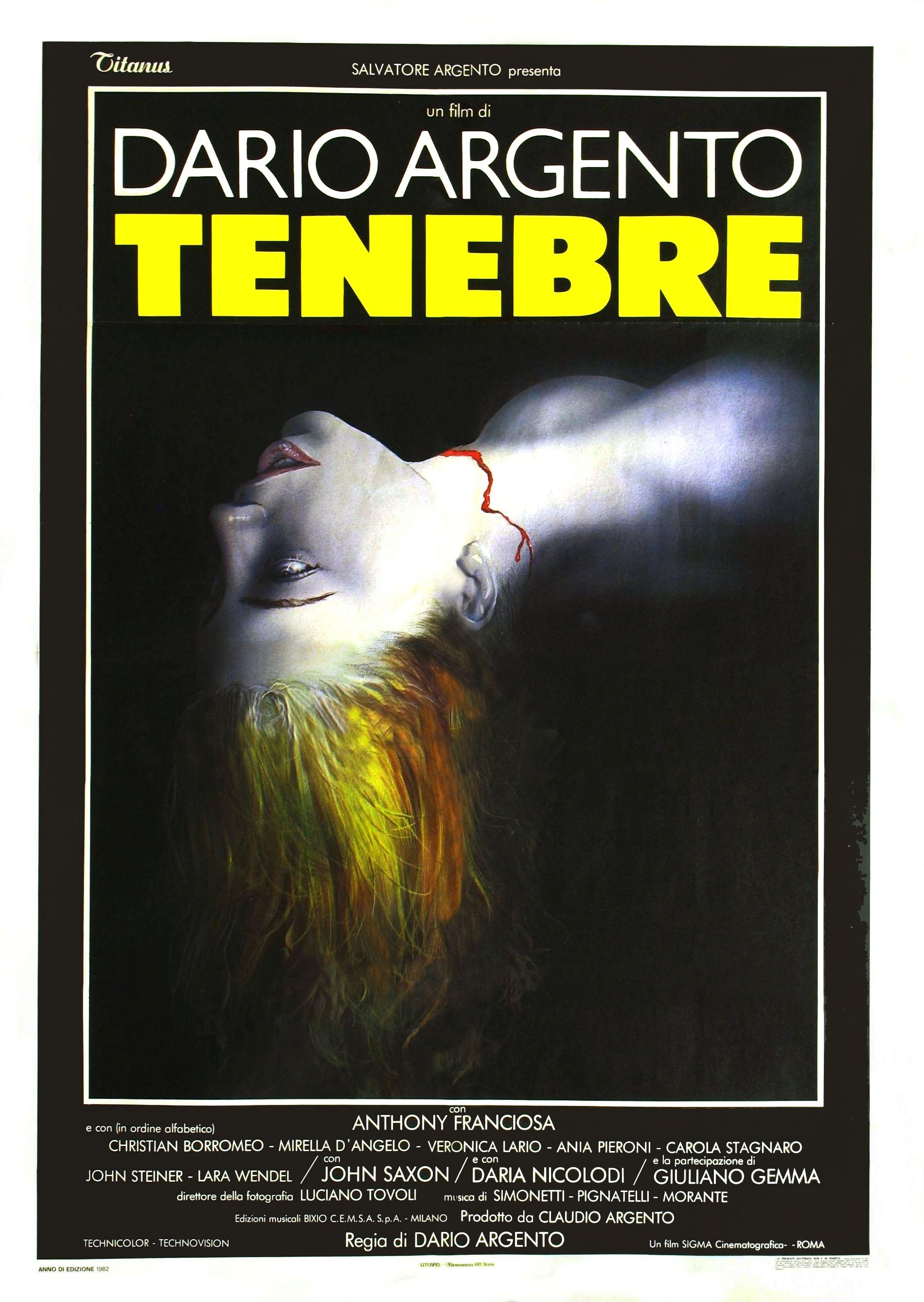 Italian Movie Poster for &quotTenebrae"